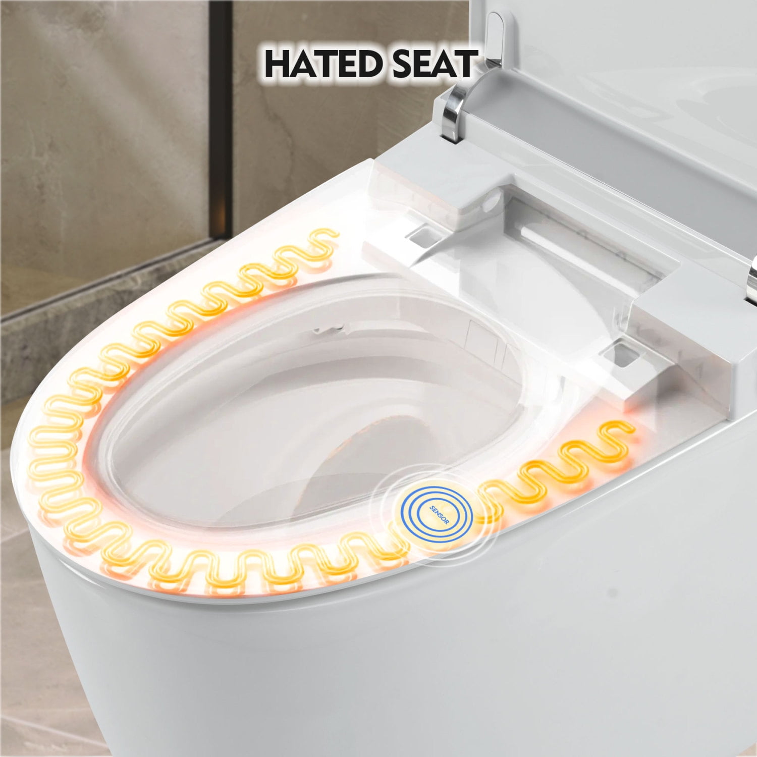White Smart Heated Seat One Piece Toilet with Automatic Tankless Flush