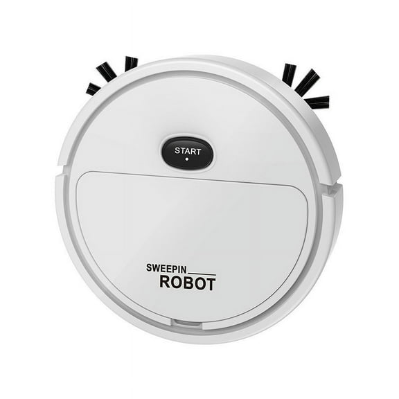 White Smart Robot Toy Vacuum Cleaner Automatic Floor Cleaning Machine Play With Children And Pets Interactive Moving Toy Usb Rechargeable Mini Sweeper Sound Effects Pretend Play Educationa
