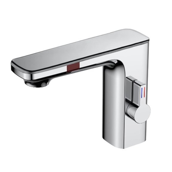 White Smart Sensor Basin Faucet Screen Digital Display Hot Cold Water Mixer Tap Touchless Vanity Sink Faucet For Bathroom -Modern Design