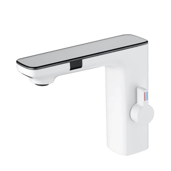 White Smart Sensor Basin Faucet Screen Digital Display Hot Cold Water Mixer Tap Touchless Vanity Sink Faucet For Bathroom -Modern Design