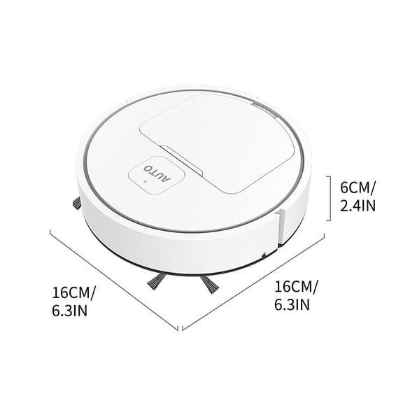 White Smart Sweeping Robot Rechargeable Mini Vacuum Cleaner Automatic Cleaning Machine For Home Desk Usb Charging Low Noise Random Walk Mode 63X63X24In