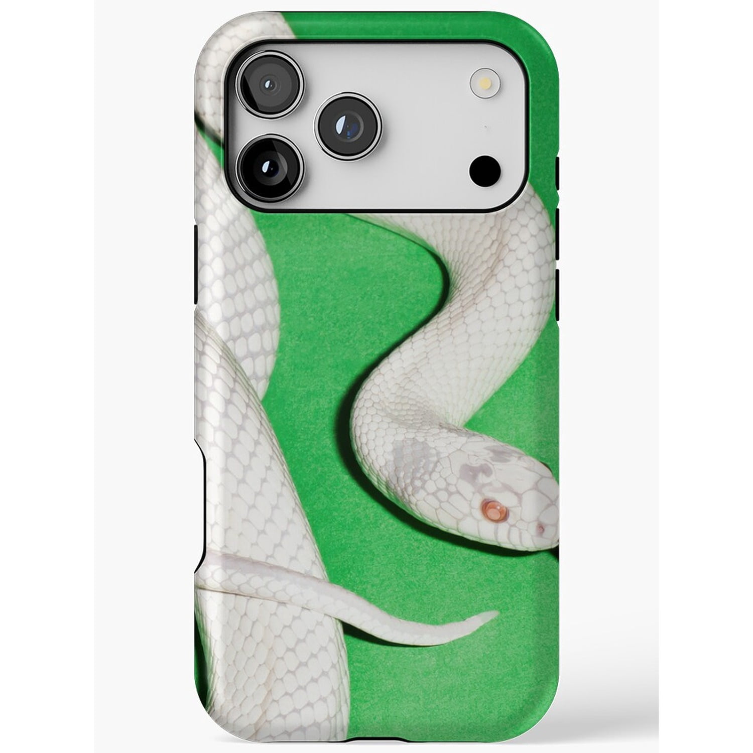 White Baby Python Snakes White Snake on Green Tough Case for Apple iPhone, Dual-Layer ...
