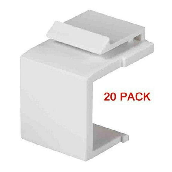 White Snap-In Keystone for Blank Insert Face Wall Plate/Panels Flat Plug (20/pk)