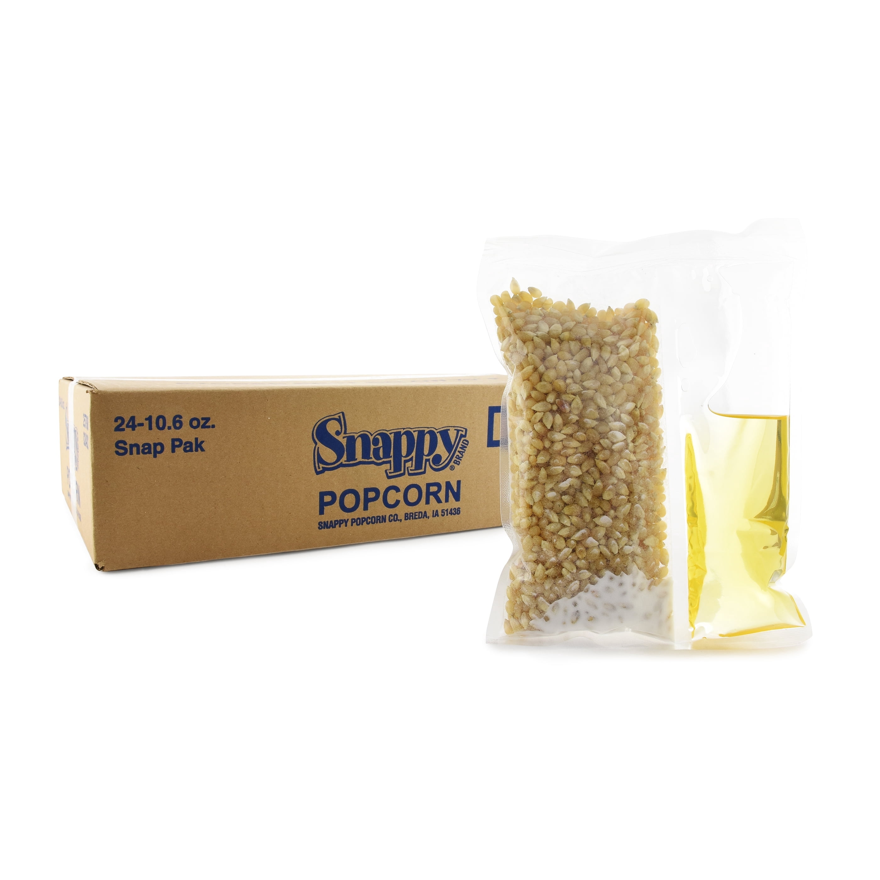 Snappy Snap-Paks All in One White Popcorn Portion Packets for 8 oz Popping Machine, Kernels, Oil, and Salt, 24 Count