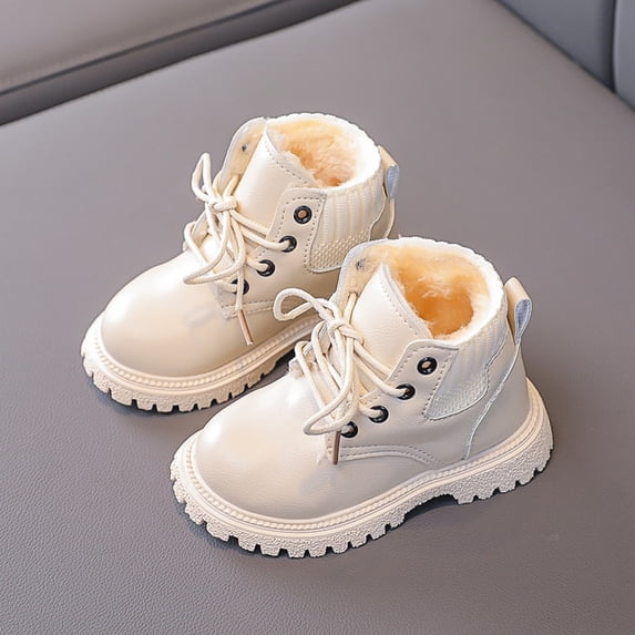 Kids Baby Girls Boots Spring/Autumn Single Shoes Fashion Cotton Shoes Children Boys Plush Boots Lace Up Velvet Winter Boots