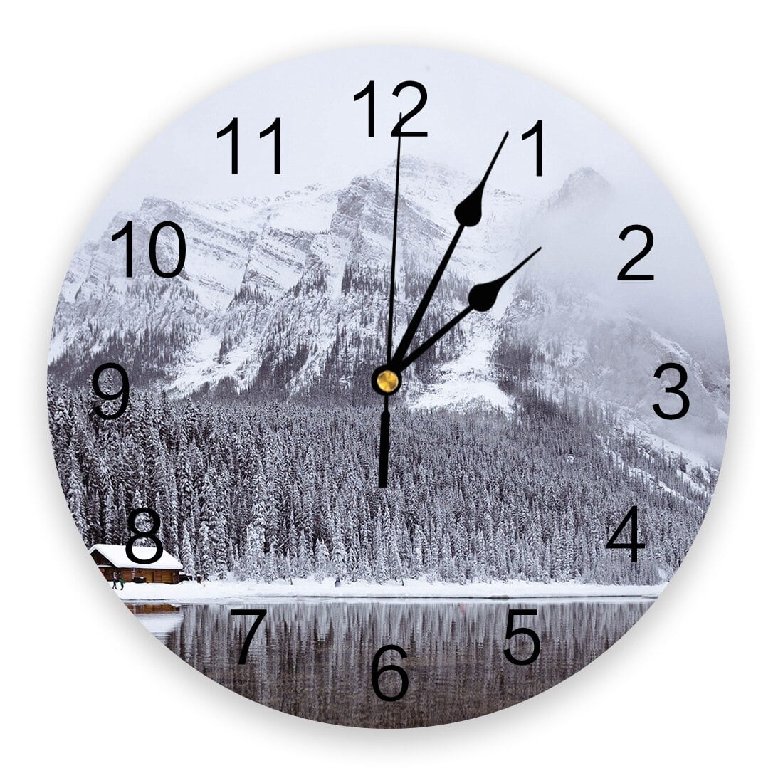 White Snow Cable Car Ski Mountain Sketch New Wall Clock Fashion Living ...