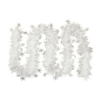 White Snowflake Christmas Garland 200Cm Metallic Tinsel For Tree Staircase Railing Banister Indoor Outdoor Holiday Wreath Decoration