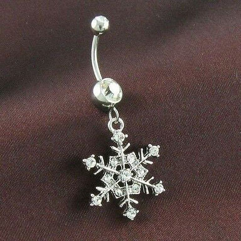 White Snowflake Dangle Belly Button Naval Ring Clear Crystal Stones Body Jewelry Walmart