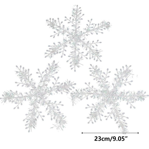 White Snowflake Ornaments, Christmas Holiday Decorations, Snowflake Party Home Decor for Winter Festival, Fashion Style White Snowflake Set with Multiple Sizes