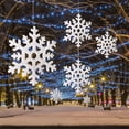 thumbnail image 1 of White Snowflake Ornaments for Christmas Tree Decor 5 Pack- Sparkling Plastic Hanging Snowflakes for Christmas Decorations, 1 of 7