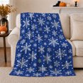 thumbnail image 1 of White Snowflake Pattern on Royal Blue Sofa, Clean Graphic Winter Art for Holiday Lovers, Snowfall Star Motif and Christmas Gift, Cozy Flannel Blanket for Bedroom and Living Room, Home Decor, 1 of 9
