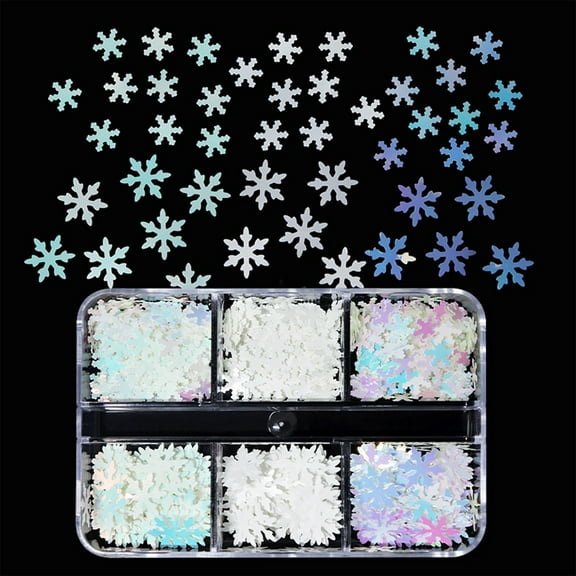 White Snowflake Sequins Winter Decoration Christmas Ornament Mixed Size Glitter Embellishments