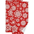 thumbnail image 1 of White Snowflakes Hand Towels 2 PCS, Red Christmas Kitchen Towel Ultra Soft and Highly Absorbent,Decorative Fingertip Face Towel for Bathroom Hotel, 28.3"x14.4", 1 of 5