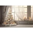 thumbnail image 1 of White Snowy Christmas Photography Backdrop Xmas Trees Candle Window Photocall Background Child Studio Photocall Supplies, 1 of 8