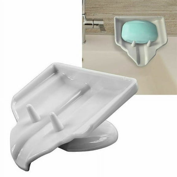 White Soap Dish Saver Holder Suction Dryer Waterfall Drain Clean Dry,Water Fall Soap Saver No more Wet Bars, Fallen Bars or Wasting Soap 1pc