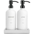 thumbnail image 1 of White Soap Dispenser Set, Contains Hand and Lotion Dispenser with Pump. Perfect for Guest Bathroom Decor. (White), 1 of 14