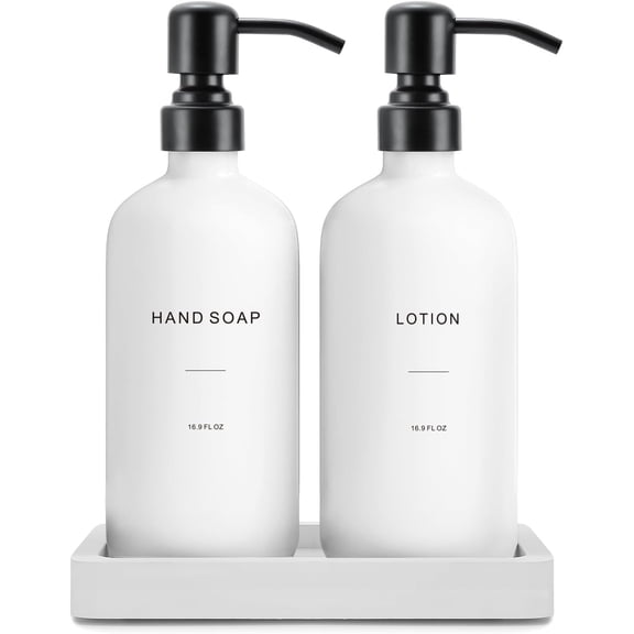 White Soap Dispenser Set with Hand and Lotion Pumps