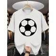 thumbnail image 1 of White Soccer Print T-Shirt | Casual Short Sleeve Tee for Men and Women, Crew Neck, Regular Fit, Medium Stretch, All-Season Comfort, S-XXXL, 1 of 6