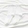 thumbnail image 1 of White Socks 5pc Women's Socks Ruffle Cuff Casual Socks Cute and Comfortable Knitted Ruffled Socks for All Seasons, 1 of 6