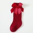 thumbnail image 1 of White Socks Girls Girls Knee High Socks Bow Stockings Toddler Breathable Long Tube Knit Cute Socks Girl's Ankle Socks Wine 3-5Y, 1 of 5