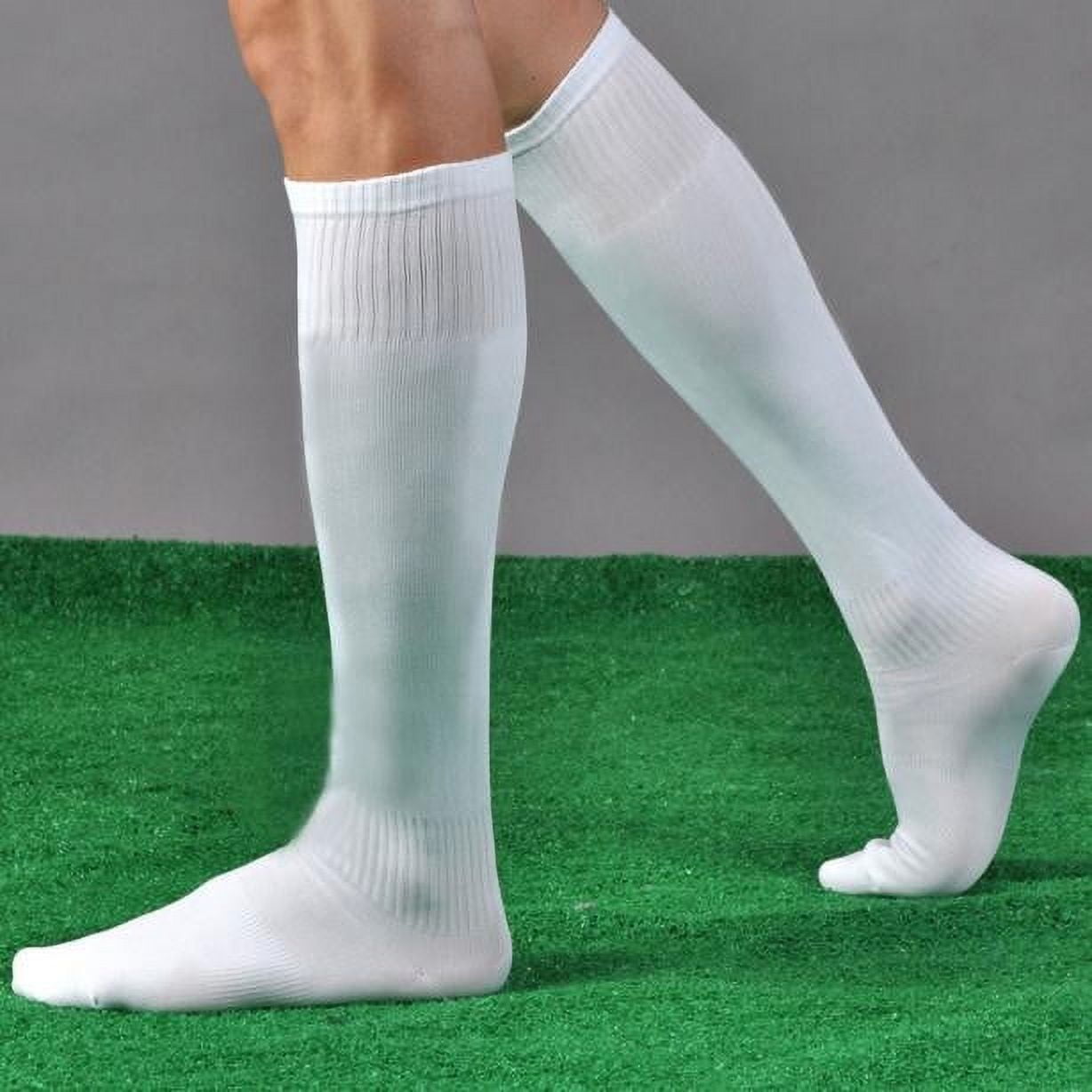 White Socks Knee High Soccer Sock Socks Men Over Sport Baseball ...