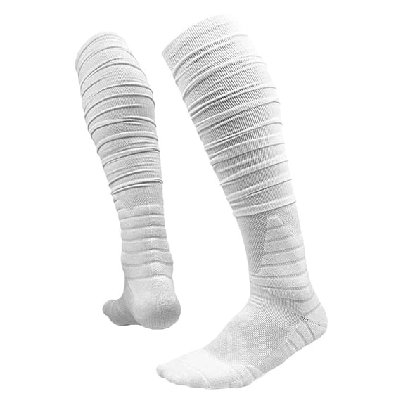 White Socks Long Football Socks Combed Cotton with Ankle Support Padded Knee High Socks Tube Sock Youth Adult