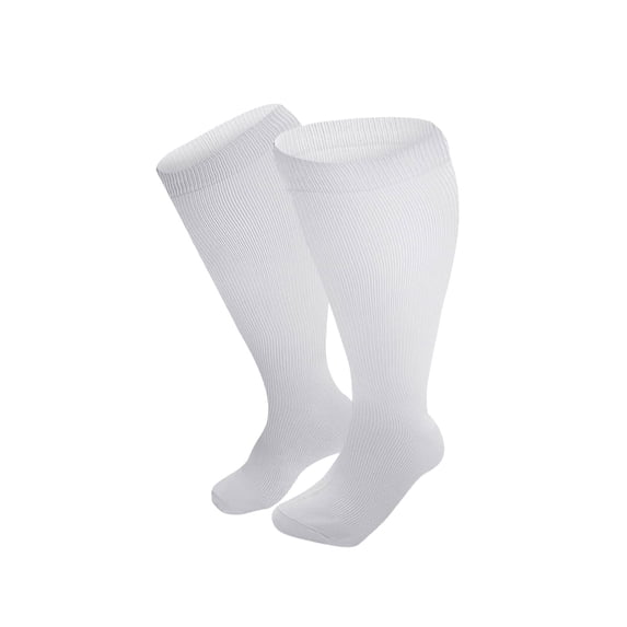 White Socks Plus Size Compression Socks for Women and Men Knee High Support Wide Calf Stockings
