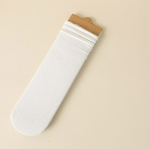 White Socks Women Winter Solid Thick Warm Socks Cozy Crew Socks