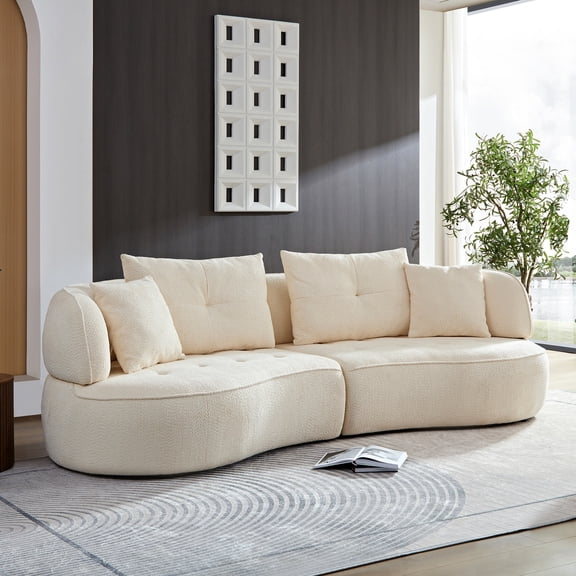 White Sofa - Durable Cloth - Relaxing in Living Room - Simple Assembly