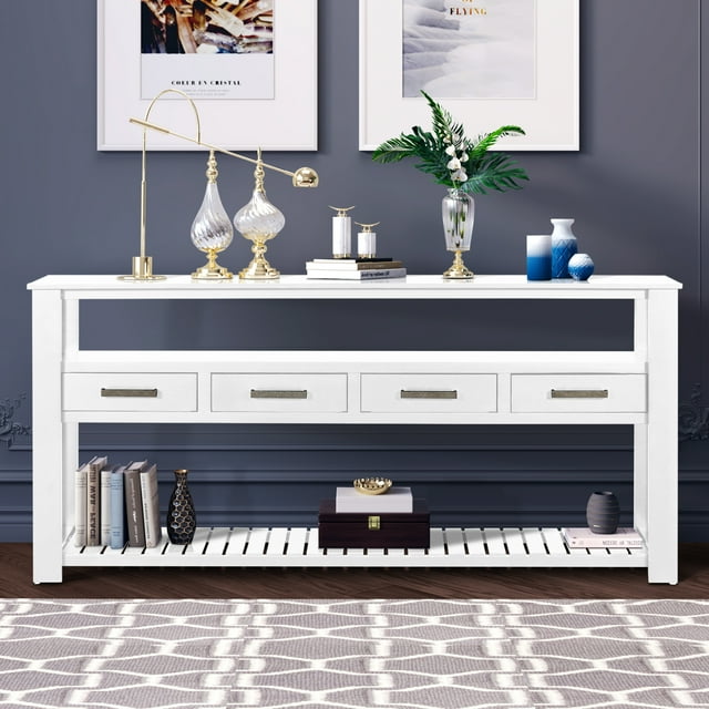 White Sofa Side Table, Atumon Storage Console Table, Modern Entryway ...