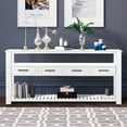 thumbnail image 1 of White Sofa Side Table, Atumon Storage Console Table, Modern Entryway Table, Wood Buffet Sideboard, Console Table with 4 Drawers and 2 Shelves, Console Table for Entryway Hallway Living Room, 1 of 10