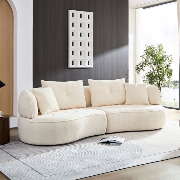 White Sofa with High Density Sponge Filler / Practical and Stylish Living Room Option