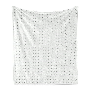 White Soft Flannel Fleece Throw Blanket, Minimalistic Pattern with Small Polka Dots Simple Vintage Style Design, Cozy Plush for Indoor and Outdoor Use, 50" x 70", Forest Green and White, by Ambesonne