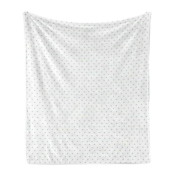 White Soft Flannel Fleece Throw Blanket, Minimalistic Pattern with Small Polka Dots Simple Vintage Style Design, Cozy Plush for Indoor and Outdoor Use, 60" x 80", Forest Green and White, by Ambesonne