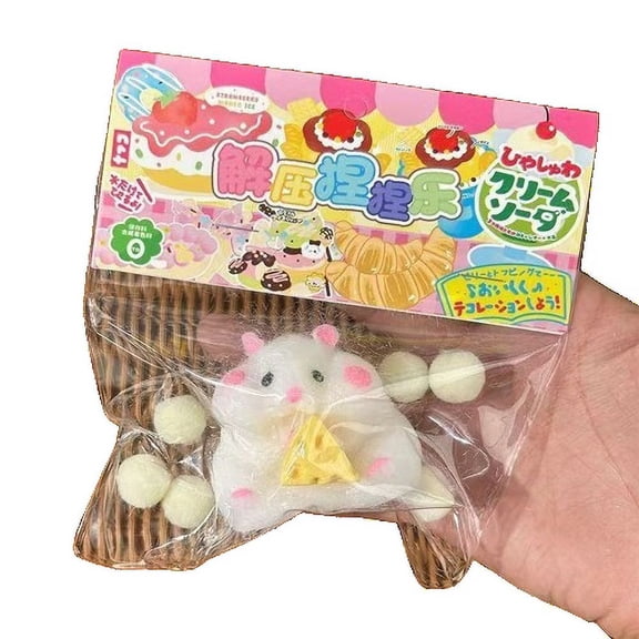 White Soft Hamster Squishy Toy Stress Relief Fidget Pinch Slow Rising Sensory Cute Animal For Kids Adults