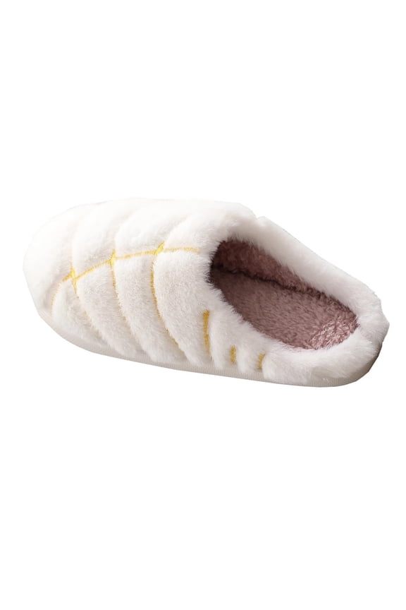 White Soft White Slippers With Fleece Interior, Ideal For Indoor Use, Warm And Cozy For Cold Days