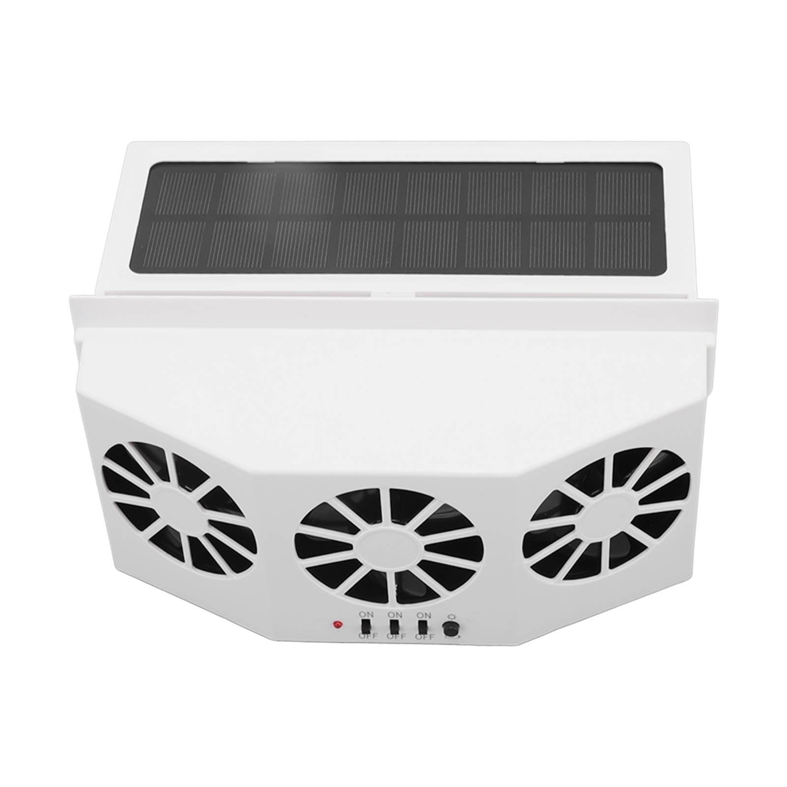 White Solar Powered Car Cooler Ventilation Fan with 3 Large Wide Angle