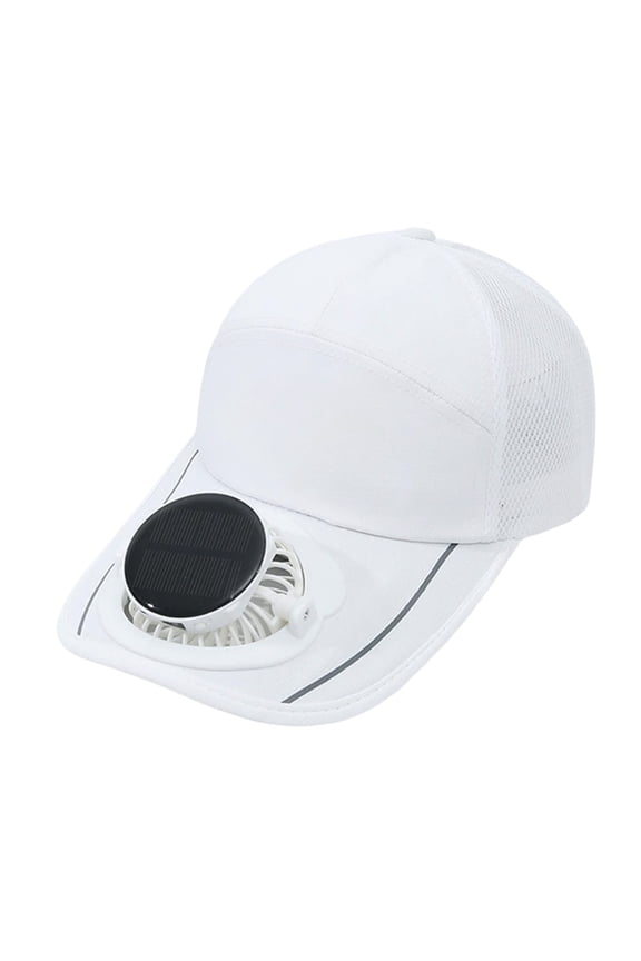 White Solar Powered Fan Sun Hat With Usb Charging Outdoor Cooling Baseball Cap For Men Women Led Display 23.62X4.13X4.33Inch