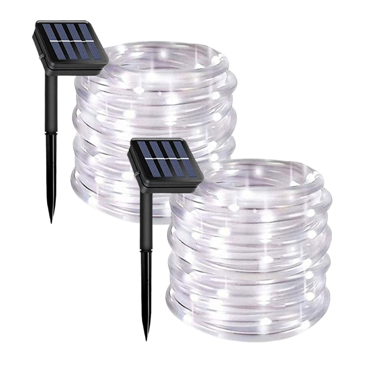 White Solar String Lights, Outdoor Waterproof LED Solar Powered Light, 72ft 200 LED Fairy Lights 8 Modes Wire Lights for Christmas Party Tree Wedding Yard Decorations, 2 Pack