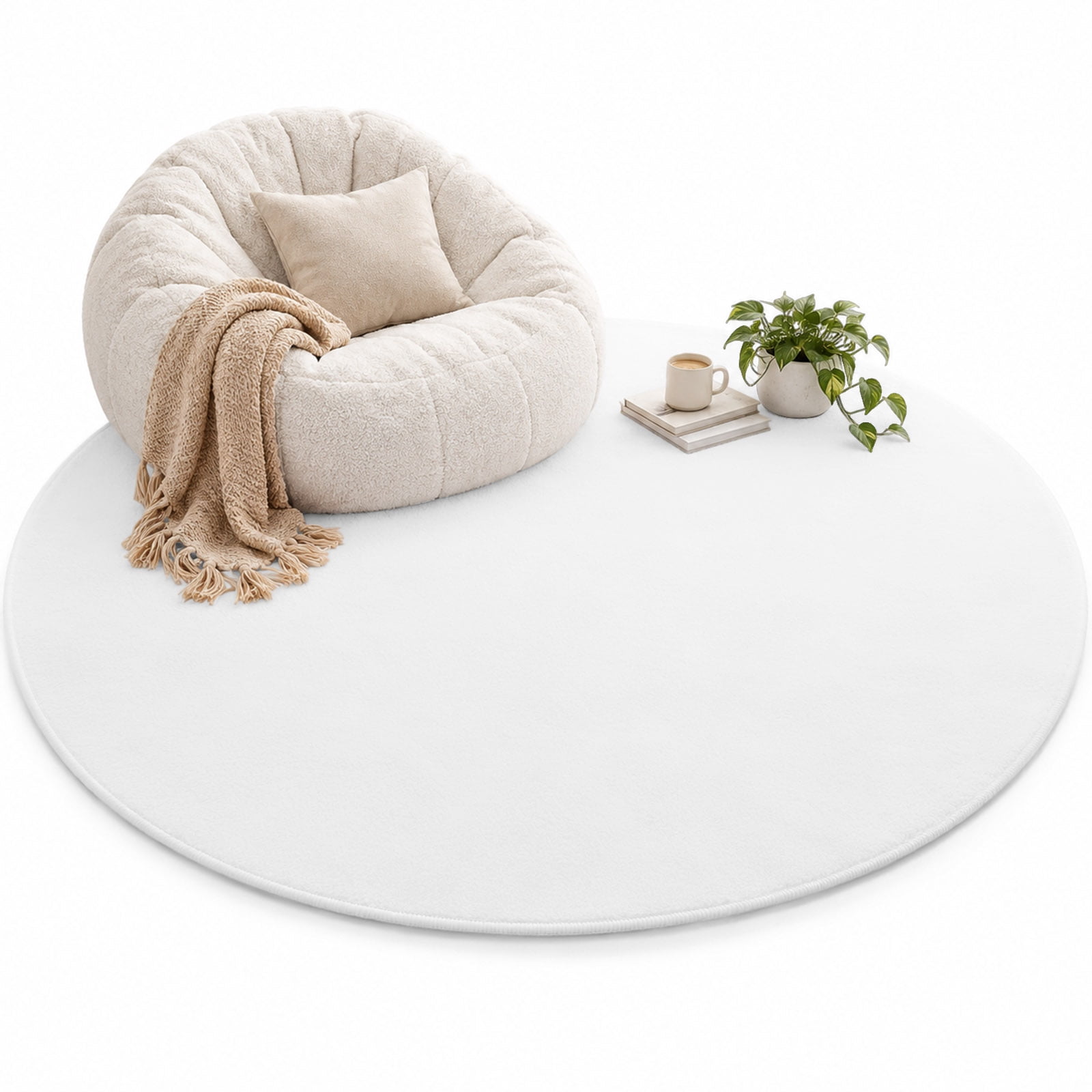 White Solid Area Rug 3', Color Soft Mat Non-Slip Silicone Backing ...