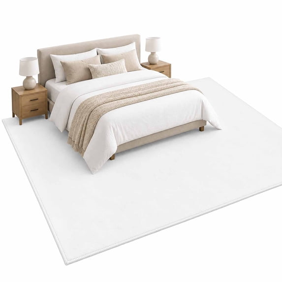 White Solid Area Rug 6'x9', Color Soft Mat Non-Slip Silicone Backing ...
