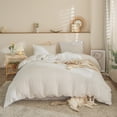 thumbnail image 1 of White Solid Bedding Sets King All White Duvet Cover Set Solid Pattern Washed Microfiber, No Filling, 1 of 9