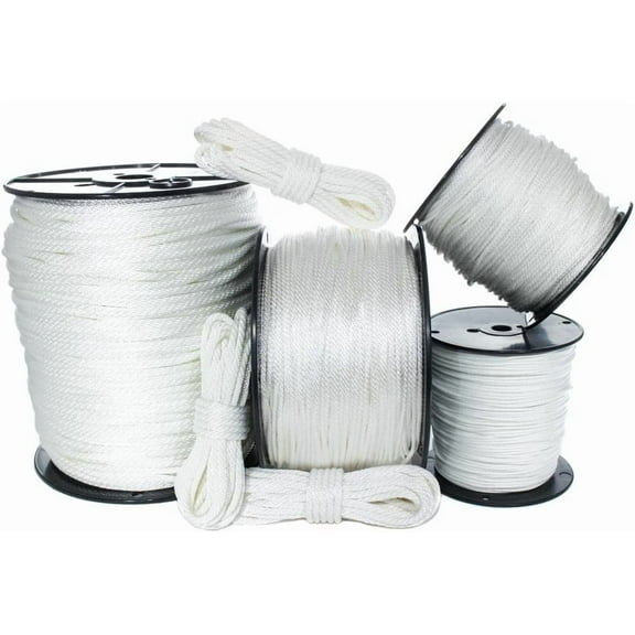 White Solid Braid Nylon Rope (5/16 Inch, 100 Feet) - Anchor, Tow-Lines, Boating, Mooring, Camping, Pulleys, Blocks, DIY Projects, Outdoors