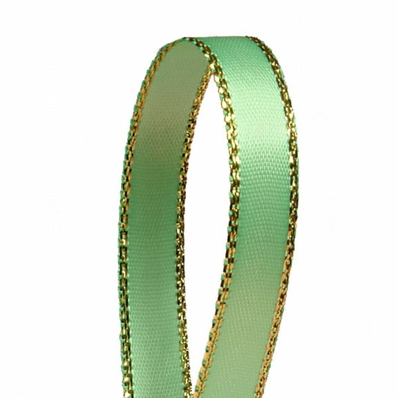 White Solid Color 3/8-Inch Gold Edge Ribbon, 50-Yards