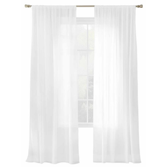 White Solid Color Sheer Curtains 96 inches Long, Light Filtering Sheer Window Curtains Rod Pocket Voile Drapes for Bedroom Living Room, 2 Panels 52"W x 96"L
