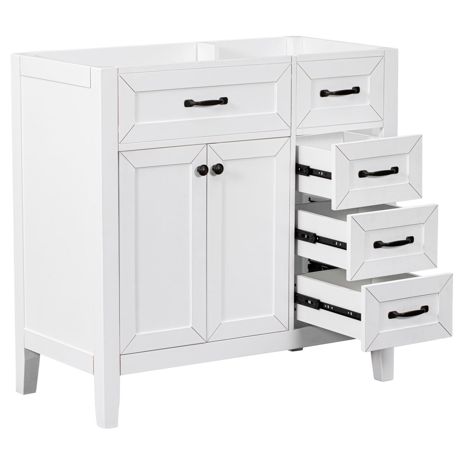 White Solid Frame and MDF Board Bathroom Base Only with Drawers