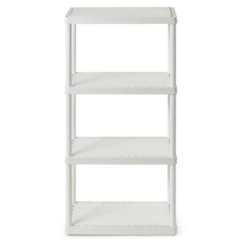 White Solid Plastic Easily Assembled Light Duty Shelving Unit 24 in. L x 12 in. W x 48 in. H