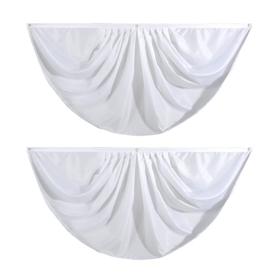 White Solid Pleated Fan Flag Bunting 3 x 6 Ft 2 Pack Patriotic Outdoor Decor