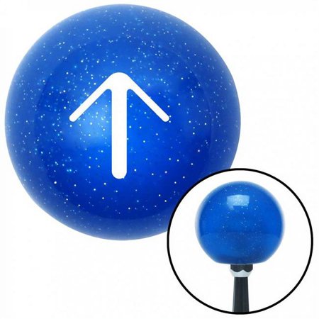 White Solid Pointing Arrow Up Blue Metal Flake Shift Knob with M16 x 1.5 Insert Brody
