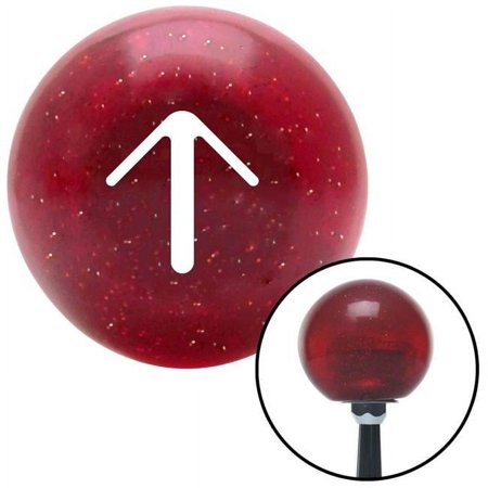 White Solid Pointing Arrow Up Red Metal Flake Shift Knob with M16 x 1.5 Insert Auto Brody